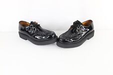 Deadstock Vtg 90s Rockabilly Mens 10 Goth Patent Leather Platform Creepers Shoes