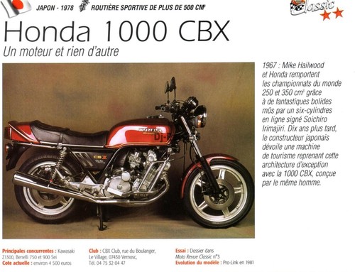 Fiche moto honda cbx 1000 - :, (