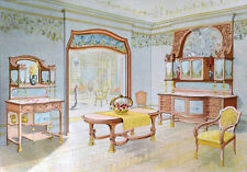PRINT 1900 Art Nouveau Barcelona F.Seix Ebanista Moderno Dining Room