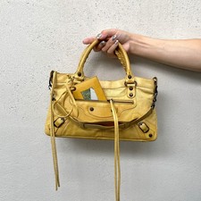 RARE☆☆☆☆Auth Balenciaga Punching Leather Le City First 2Way Hand Bag with Strap