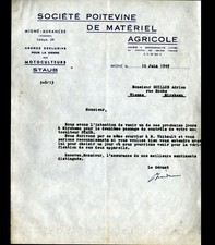 MIGNE-AUXANCES (86 Vienna) MOTOCULTEURS "STAUB DEALER" Letter in 1949