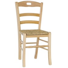 Chaise de Cuisine loris en Bois Naturel Avec Siège Paille pour Maison Restaurant