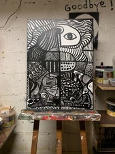Tableau Abstrait Noir Blanc