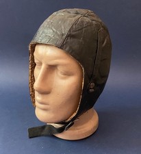 Vintage Soviet Leather Aviator Helmet - Size 57 USSR - Sheep Lined