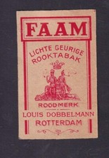 Old match label Belgium BN173798 tobacco men pipe