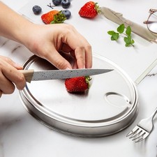 Plateau de service ovale assiette à fruits en acier inoxydable avec style minim