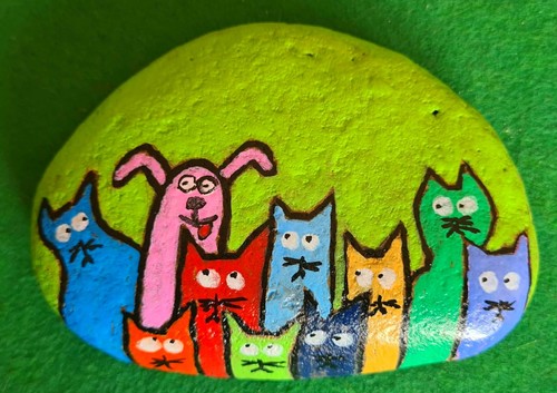 Galet les chats - les, chien
