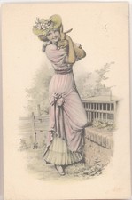 CPA VIENNE STYLE, WOMEN WITH RABBIT, CLAPIER - PACKS