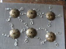 "600.11"   LOT DE 6 COUPELLES  BOBECHES  EN LAITON AVEC DES PAMPILLES EN VERRE