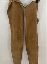 Mens Brown Suede Adjustable Waist Skinny Leg Chaps Pants Size Medium