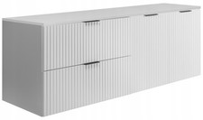 Meuble sous-lavabo suspendu FLOW 160 cm façade rainurée blanc