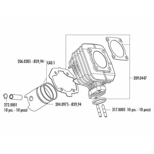 Kit cylindre polini ø40mm - kit,