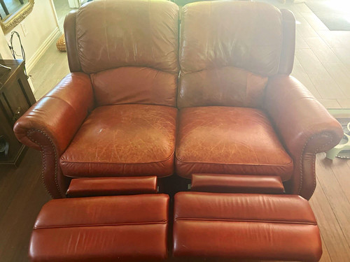 Brown leather seat reclining - leather,