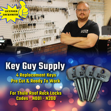 N001-N200 Key. 4 New Keys For Thule Roof Rack. Cut To Code By Licensed Locksmith
