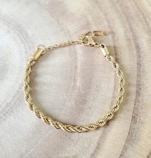 Bracelet torsadé acier inoxydable plaqué or cadeau homme femme 20cm + 3cm