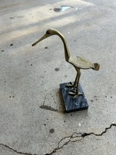 Bronze Color Heron/Crane Statue With Marble Base