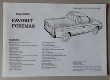 Skoda Favorit Foreman Pick-Up Brochure / Leaflet 1991