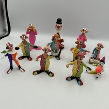 Vintage Mexico Clay & Porcelain Clown Figurines LOT Of 11 - READ DESCRIPTION
