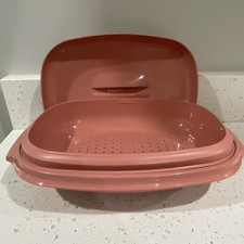 TUPPERWARE Microwave Food Steamer 6 Cup Dusty Rose Pink 3 Piece 1273-3 Vintage
