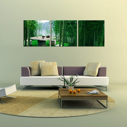 Bamboo ready hang triptych - bamboo, to