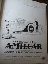 AMILCAR 10 CV par GEO HAM + SALMSON 7 CV par KOW pub papier ILLUSTRATION 1926 co