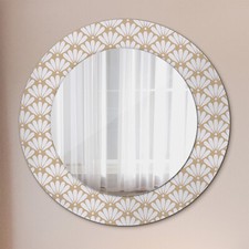 Rond Miroir Décoratif Avec Cadre en Verre avec Motif Imprimé Fleurs orientales