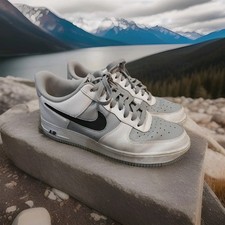 Nike Air Force One Low Cut Out White Gray Black Swoosh Used Size 11 Mens