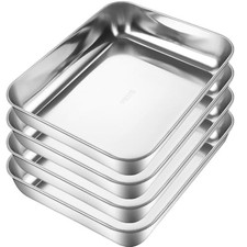 Lot de 4 Plats à Four en Inox