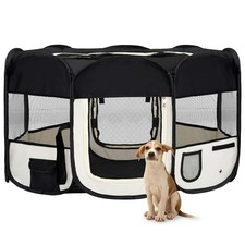 Parc Pliable pour Chien avec Sac de Transport Noir 145x145x61 cm Enclos vidaXL