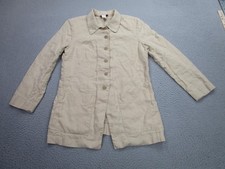 Kenzo Paris Jacket Womens Medium Beige 100% Linen Made in France Button Front