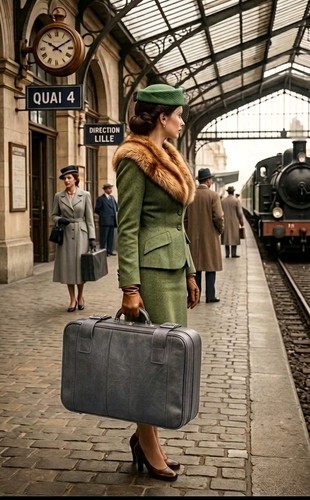 Valise vintage cuir simili - valise,