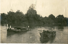 Indochina, Le transport des bûches vintage silver print.  silver print d