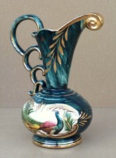 Pichet BEQUET "PAON" céramique vintage BELGIUM QUAREGNON 323 "peacock" pitcher