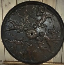 80cm Rosace de Plafond Plafonnier Laiton Bronze Château Chérubin Ancien