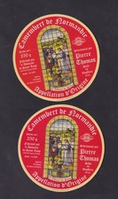 2 old label cheese France BN186231 Camembert de Normandy stained glass