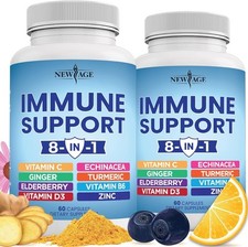 NEW AGE 8 in 1 Immune Support Booster Supplement with Echinacea, Vitamin C... 