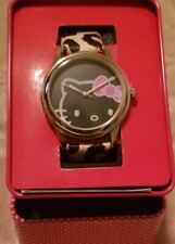 Women / Teens Black/ Tan  Leopard Hello Kitty Wrist Watch Stamped Sanrio - 