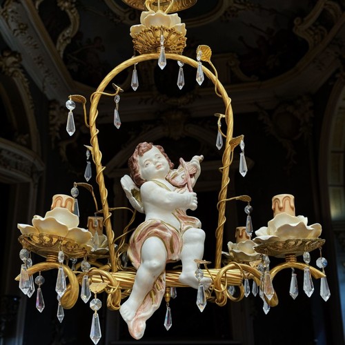 Lustre fer doré et - lustre,