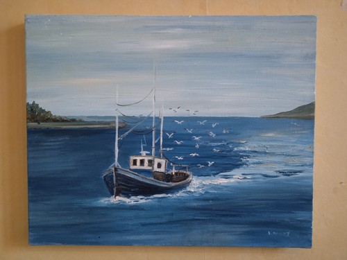 Tableau marine peinture huile - tableau,