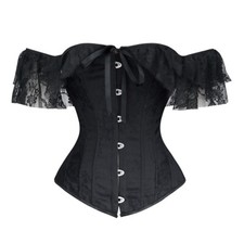 Corset noir dentelle épaules
