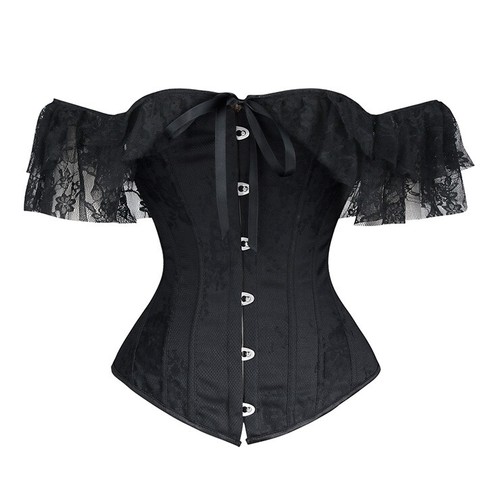 Corset noir dentelle - , épaules