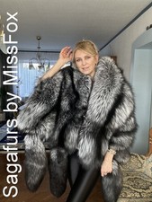 Superbe col en fourrure de renard argenté, étole, écharpe (fourrures Saga) (u...