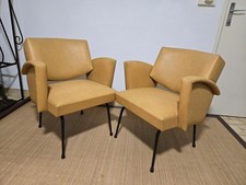 Paire Fauteuils cocktail 1950* 1960 Skaï *fauteuils de coiffeur /vintage / rétro
