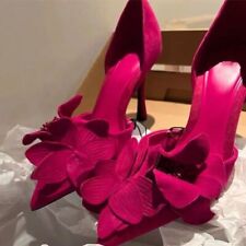 Women Flower High Heels Sexy Sandals Summer Pointed Toe Stilettos Pumps Shoes