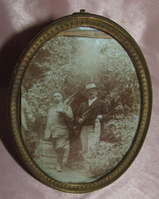 19th Century Gilded Bronze Oval Photo Frame 13cm x 9.5cm