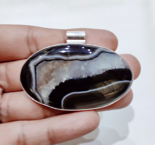 Beau pendentif argent agate - beau, en