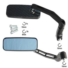 Retroviseurs Couple Miroir métal Moto Scooter Custom Carbon A-Pro Adaptateur