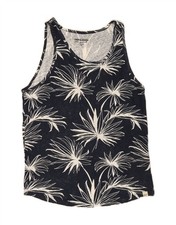 JACK & JONES Mens Vest Top Medium Navy Blue Floral Cotton CX05
