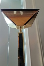 ROMEO REGA - Lampadaire halogène vintage en laiton vernis et bois laqué