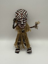 African Tribal Makishi Folk Art Spirit Doll Masked Mukanda Dancer Zimbabwe 6.5"
